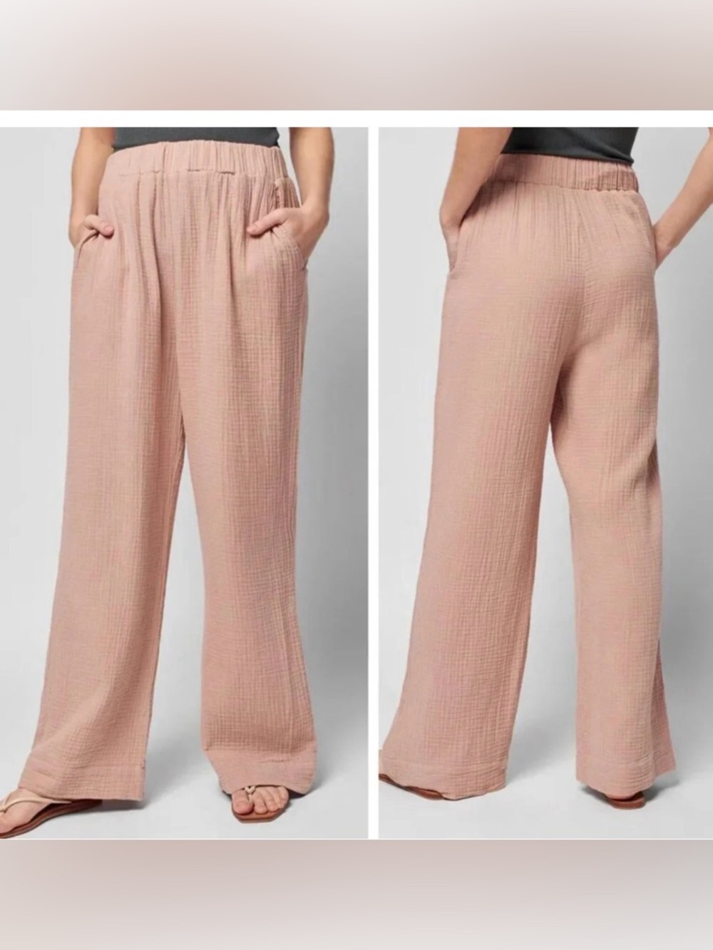Faherty Dream Cotton Gauze Wide Leg Pant pink nwot XS